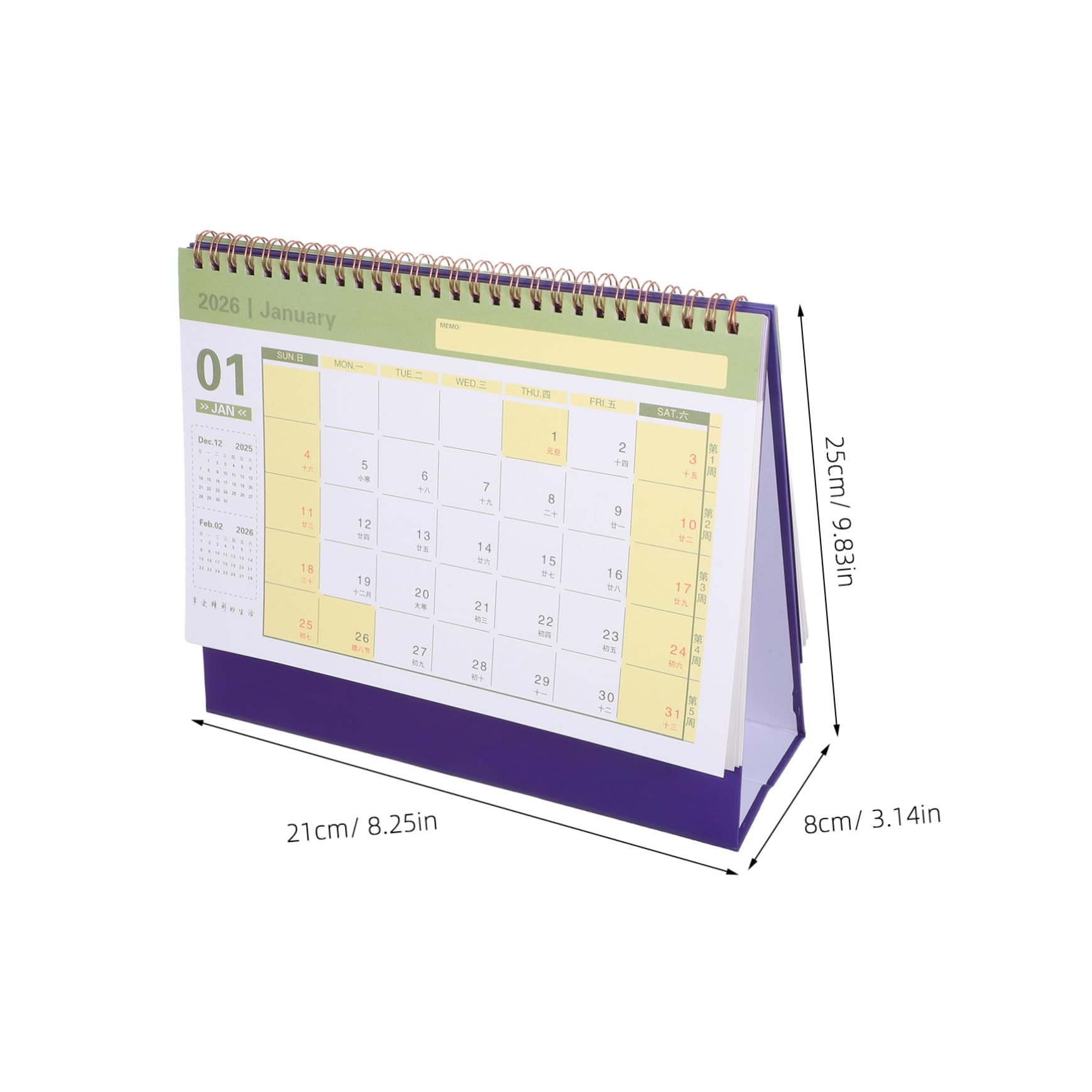 3 Pezzi Tavolo Flip Stand con Rilegatura Spirale Planner Mensile Minimalista per Organizzazione Giornaliera e Gestione Efficiente e Casa
