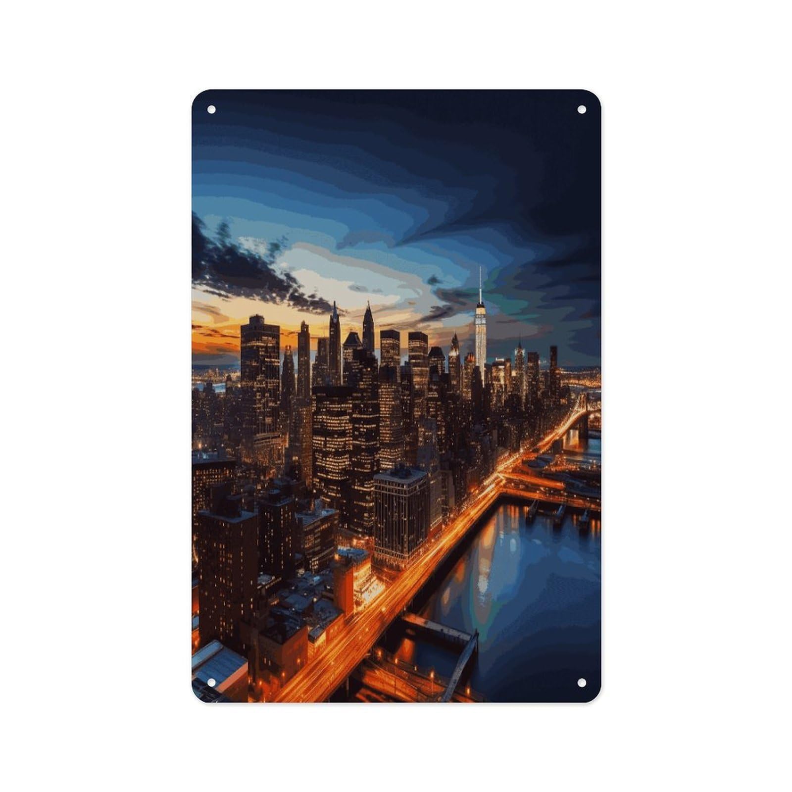 Fekiloot Style New York City Scenery Wall Decor Metal Signs Tin Signs Poster