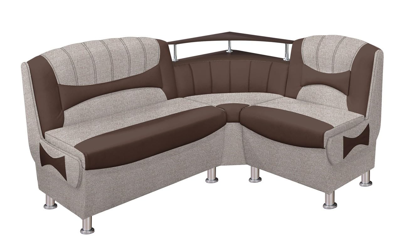 Rodnik Eckbank Samba NEW mit Stauraum und Ablage, gepolsterte Sitzbank für Esszimmer und Küche, beidseitig montierbar, 164 x 128 cm (braun, Stoff)