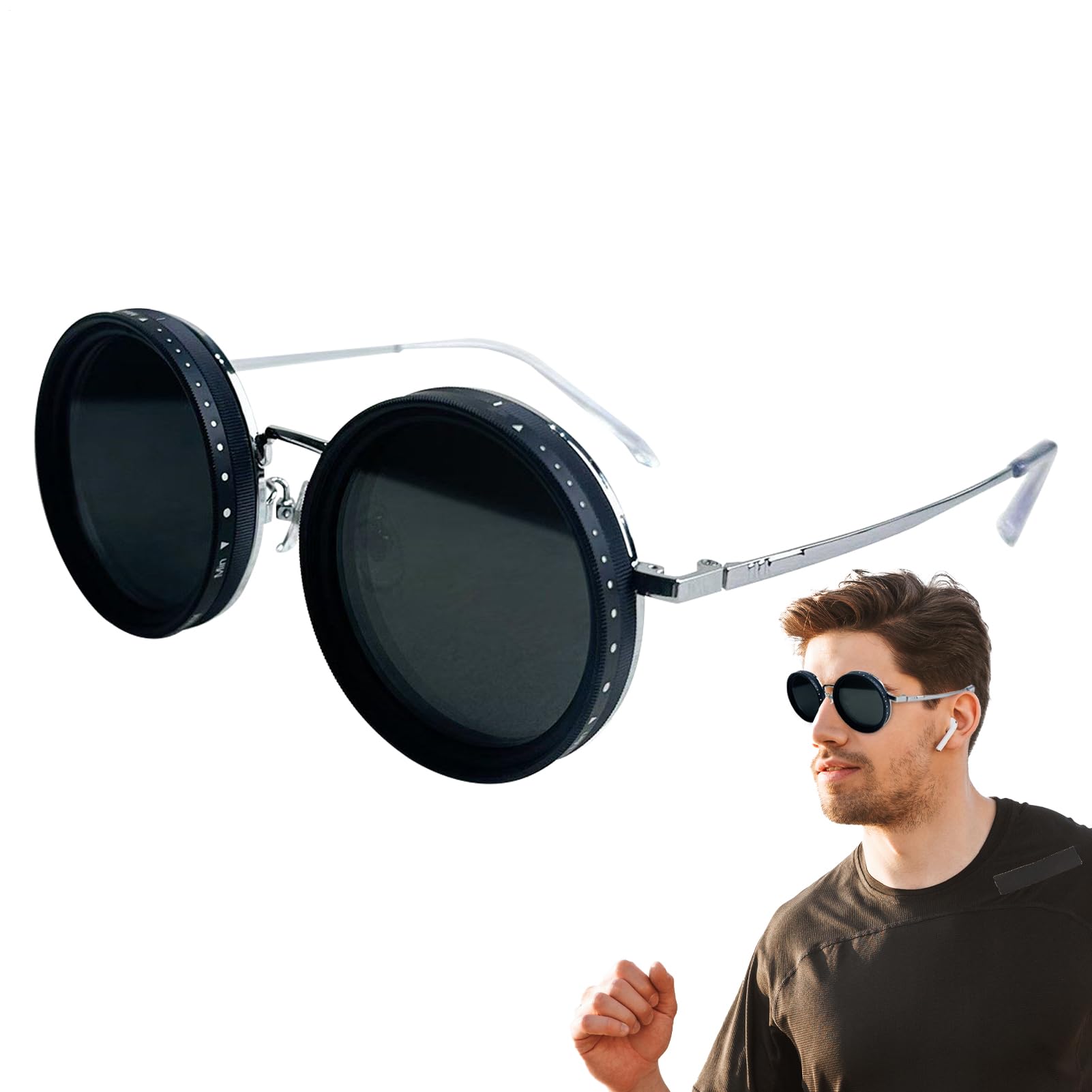 Męskie sportowe okulary przeciwsłoneczne – regulowane polaryzacyjne okulary wędkarskie, zaokrąglone okulary motocyklowe, ochrona przed promieniowaniem UV do jazdy na rowerze, wygodny uchwyt na nos