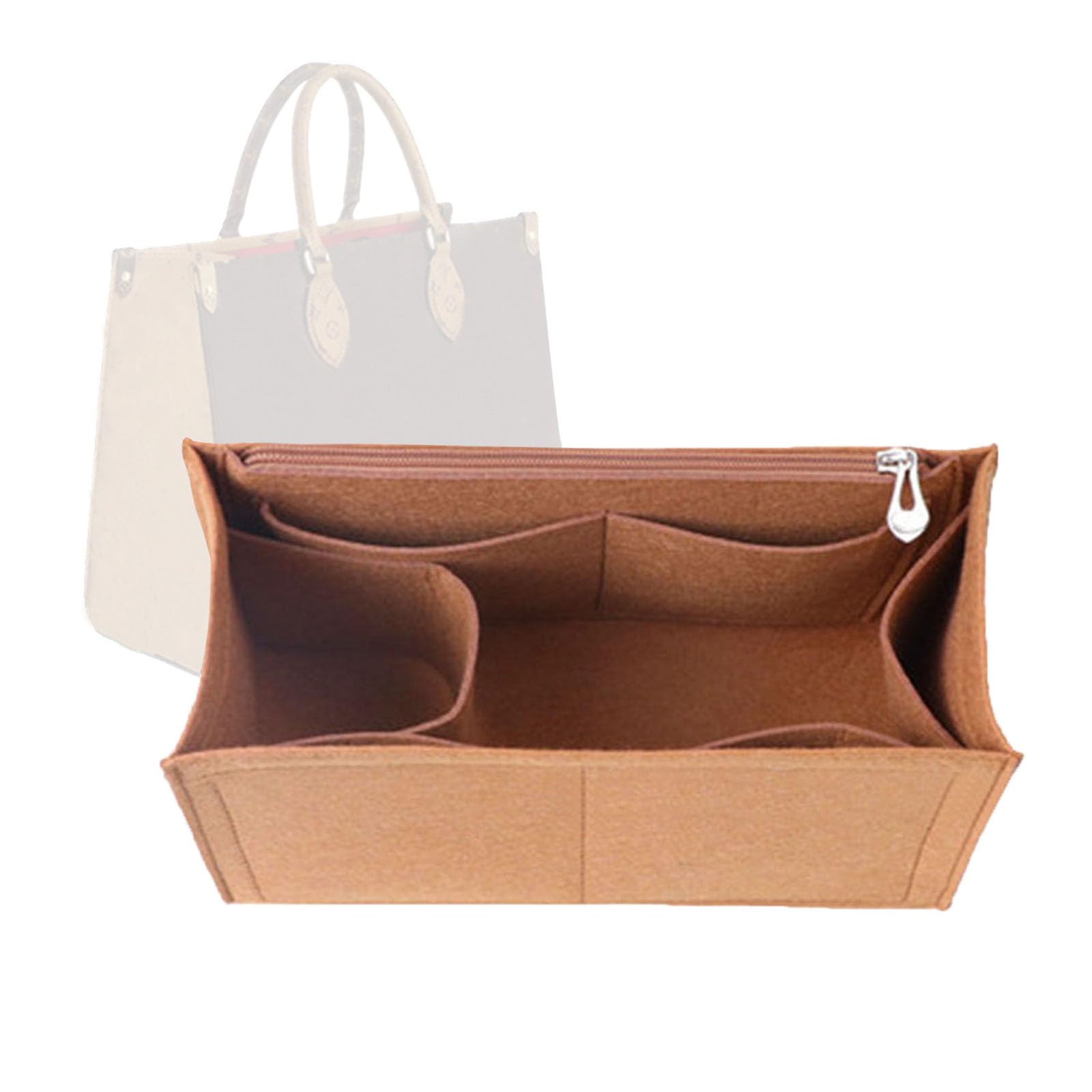 Lckaey Inserto per borsa Onthego PM MM GM, organizer in feltro con tasca con cerniera, 1081camel-L