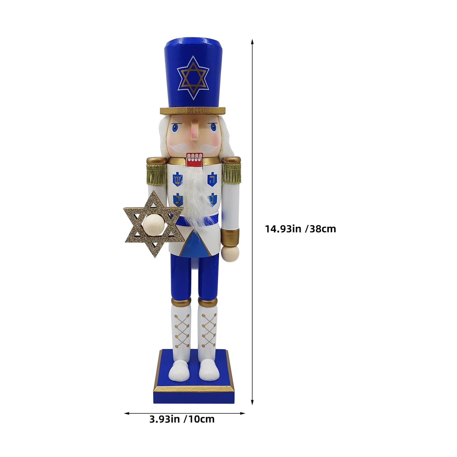 Homoyoyo Cascanueces de Hanukkah de Madera Decoración de Soldado Estrella de David para Centro de Mesa de Fiesta Adorno Coleccionable para Hogar