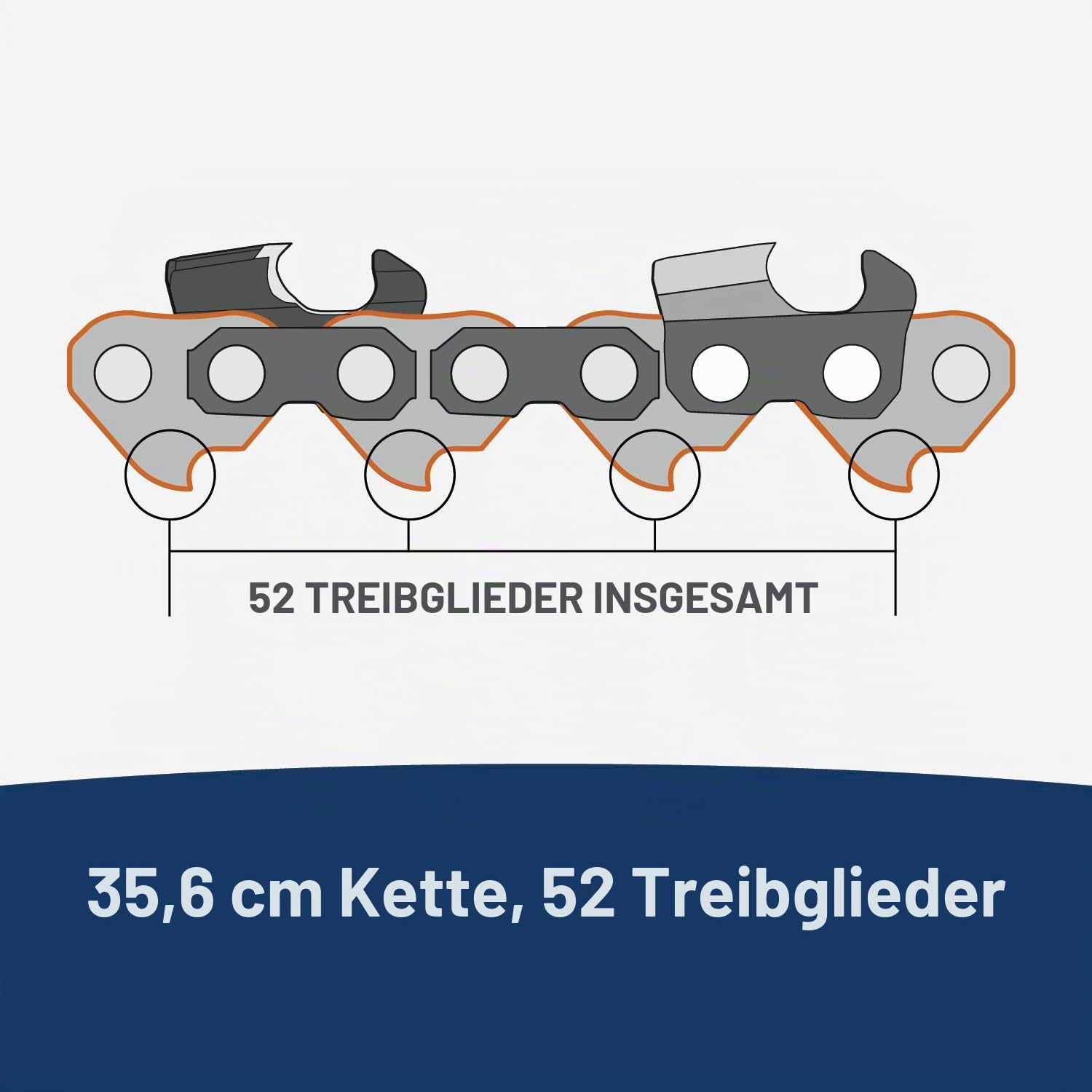 Husqvarna X-Cut S93G 35,6 cm Kettensägekette, 3/8 Zoll Teilung, 0,50 Zoll Gauge, 52 Drive Link Kettensägeblatt Ersatz, vorgespannt und geringer Rückschlag, Grau