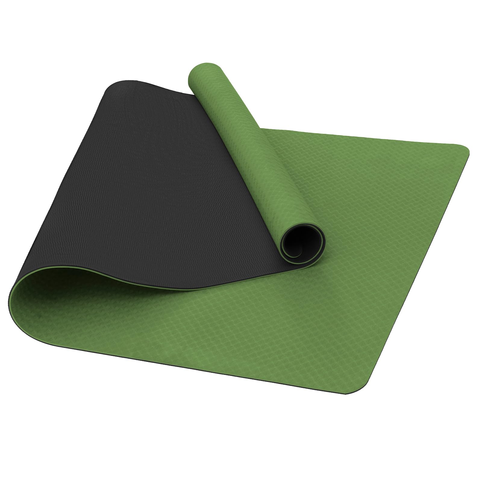 Narwhal Yoga Mat TPE Non-Slip Large XXL 190x100x0.6cm 6mm Thick - Yoga Mats for Women & Men's Exercise Gym Pilates Fitness & Workout Training (GREEN/BLACK, 190X100X0.6 CM)