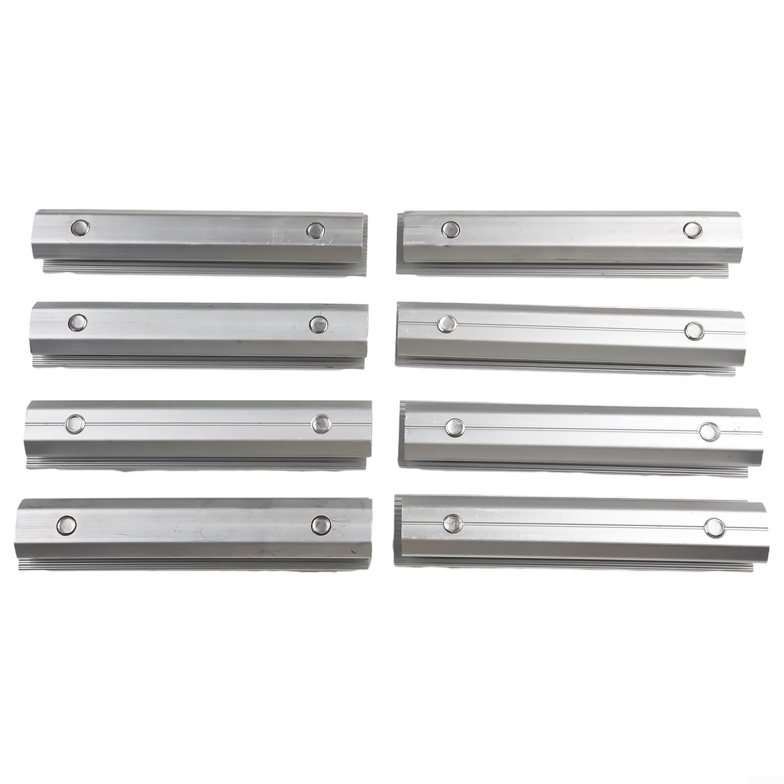 Aluminiowe uchwyty montażowe do paneli słonecznych, zestaw 8 sztuk, do modułów fotowoltaicznych, instrukcja montażu, złącze do łączenia szynowego, 14 cm