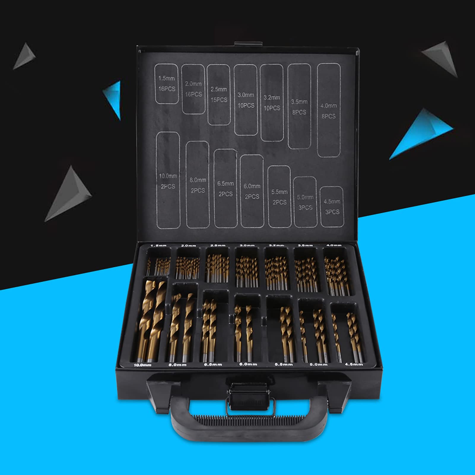 Zestaw wierteł HSS, Powlekanych Ti, 99 Sztuk, 1.5-10 Mm Metrycznych