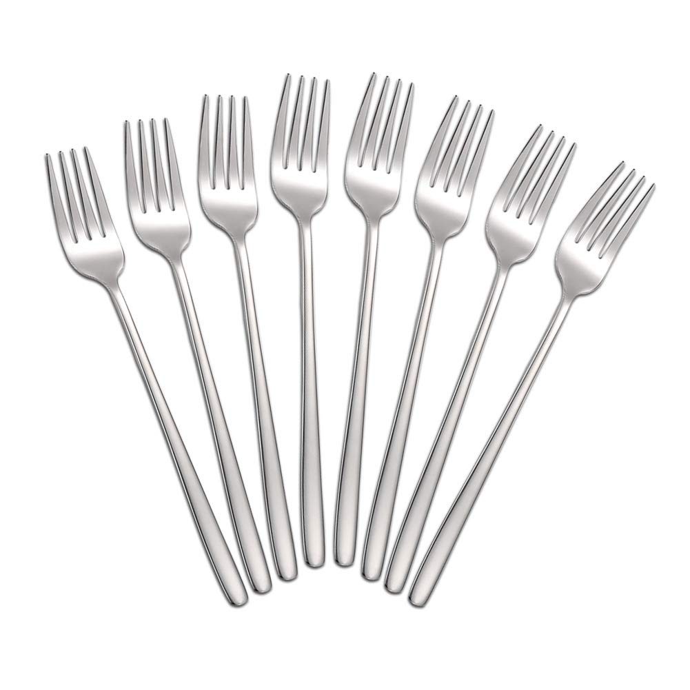 Fork, 8 Pieces Stainless Steel Korean Forks,Dinner Forks,Long Handle Dessert Forks,Table Fork for Home, Kitchen or Restaurant