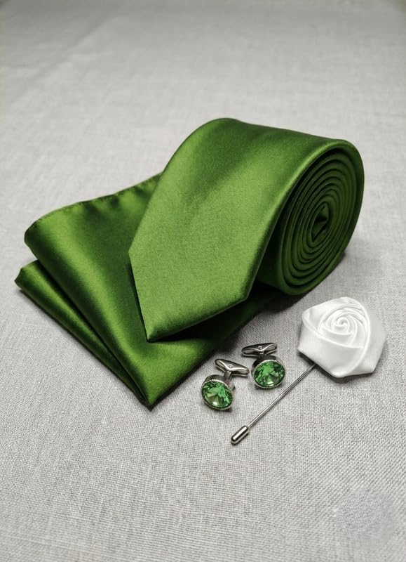 Image of Men's Necktie Gift Set with Wooden Box | Premium Tie, Pocket Square, Cufflinks & Lapel Pin | Elegant Formal Accessories Gift for Men