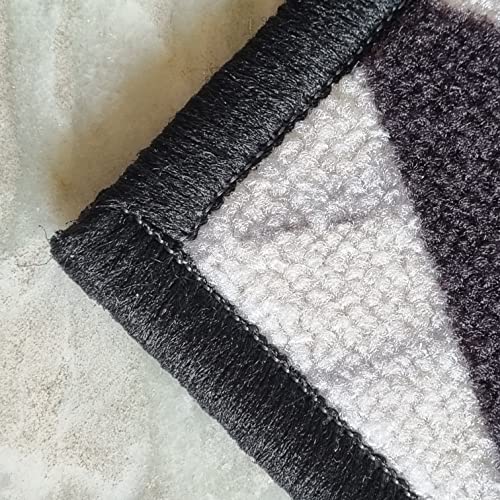 Image of Matz&More Geometric Marble Triangles Rug | 100x150 CM | Black White | Soft Nylon Loop Pile with Anti-Slip Gel Backing | Living Room, Bedroom & Office Floor Carpet