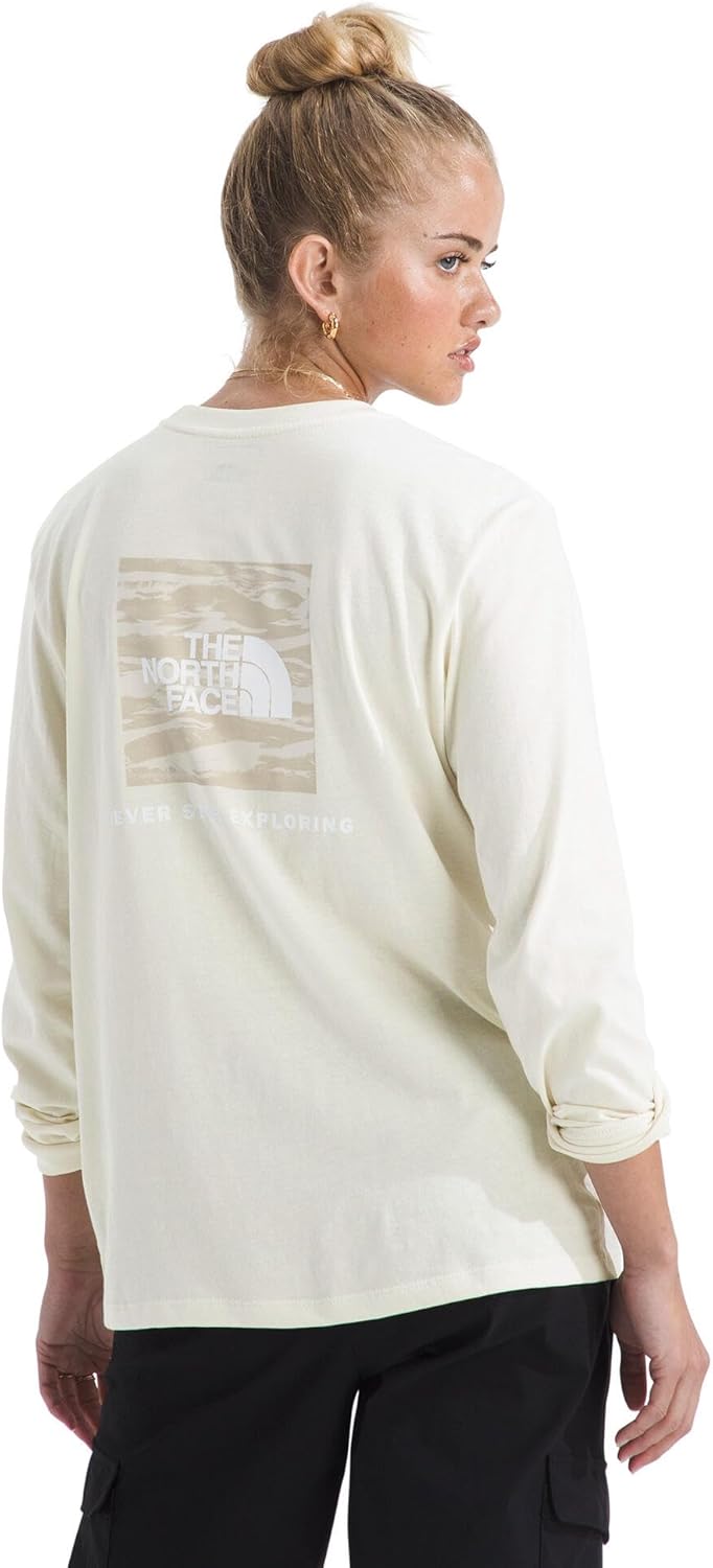 The North Face Womens Evolution Box NSE Fill Light Long-Sleeve Tee | Regular Fit Cotton Shirt with Logo Graphic