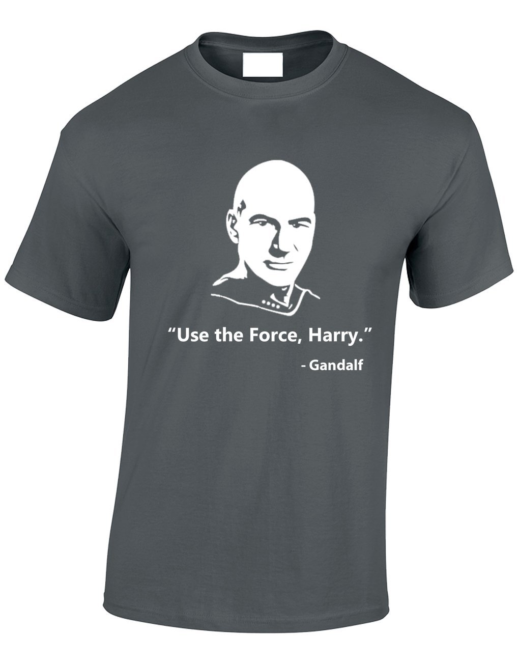 Crown Designs Men's Charcoal Use The Force Harry - Gandalf Sci-Fi Mashup Funny Cool For & Teenagers T-Shirts Tops - /Xx-Large