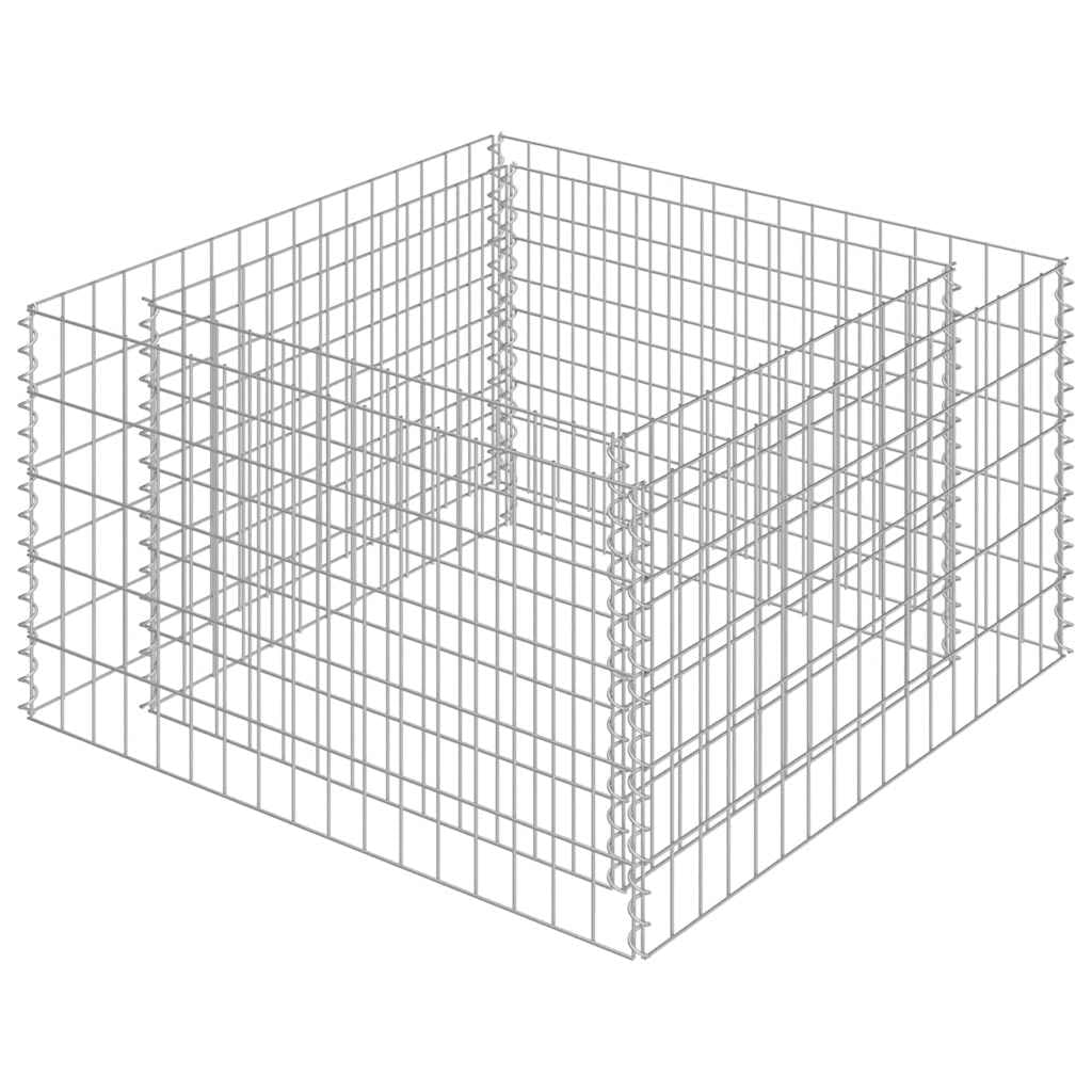 vidaXL Gabion Raised Bed Galvanised Steel 90x90x50cm Stone Basket Raised Bed