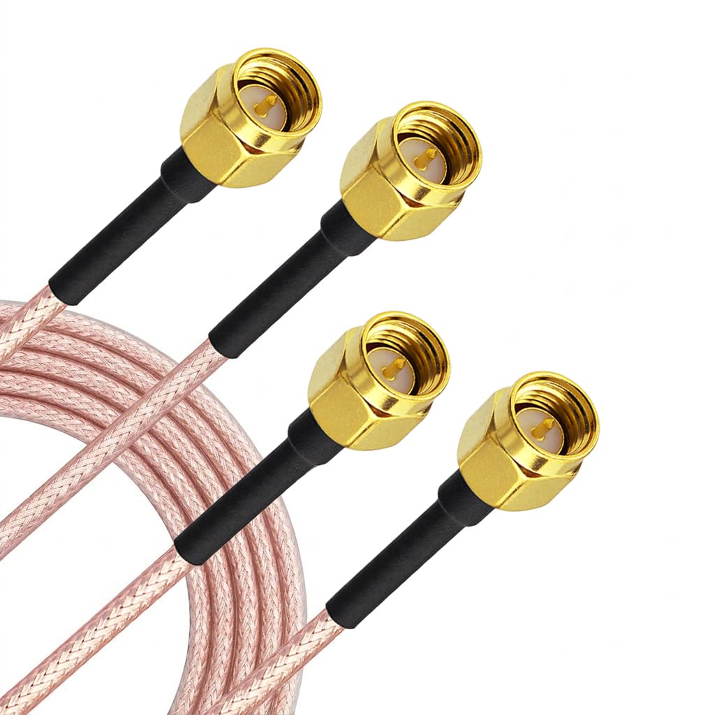Superbat Kabel SMA 1 m 2 sztuki – przedłużacz anteny Wi-Fi, 50 omów, podwójne ekranowanie, kabel antenowy, wtyczka SMA na wtyczkę do routera 4G LTE WiFi, bramka, telefon komórkowy, SDR, odbiornik