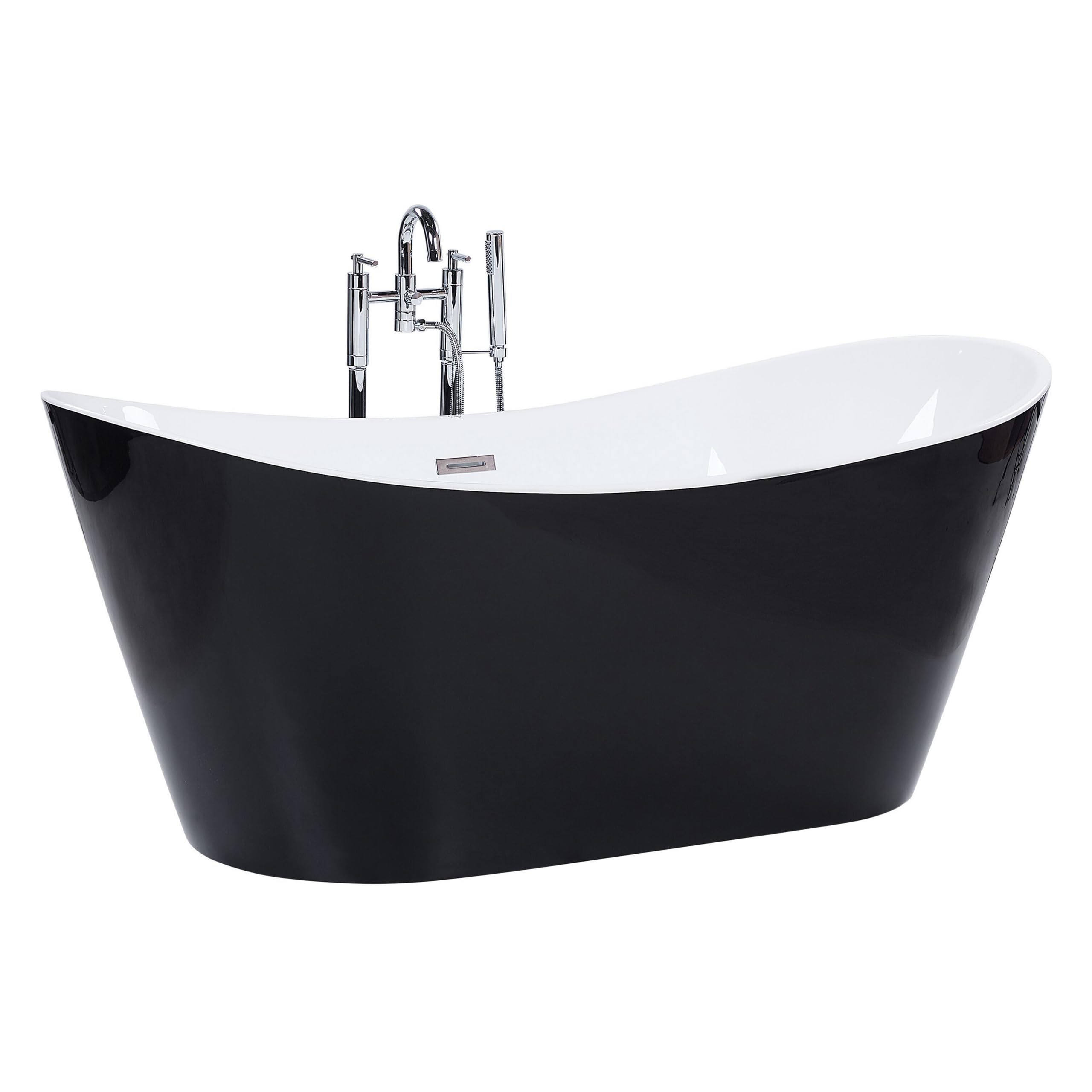 Bañera independiente de acrílico blanco negro con rebosadero 150 cm moderno Antigua