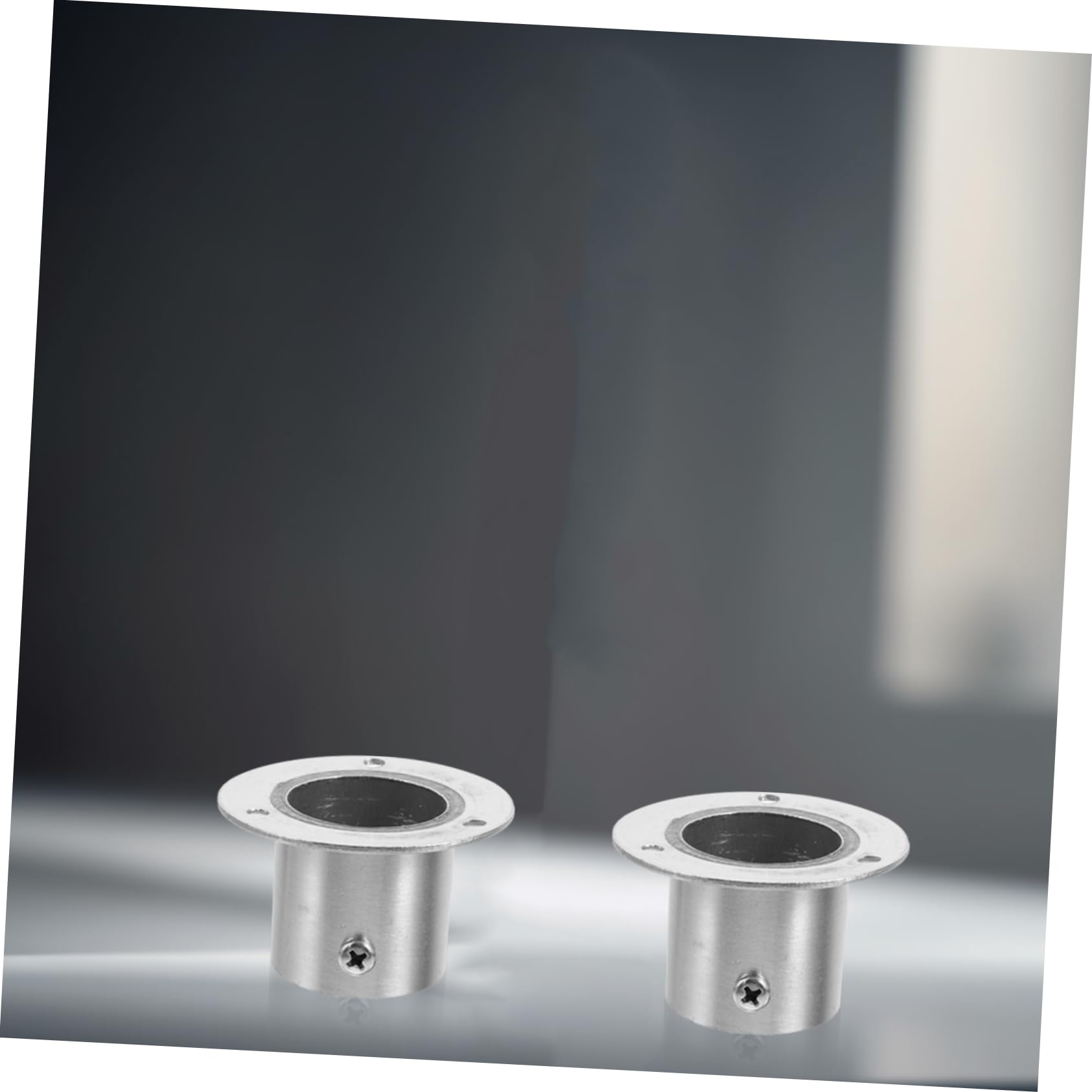 BUTIFULSIC 4Pcs Brushed Steel Curtain Rod Holders Durable Flange Socket Supports for Closet Pole Installation Versatile Design for Wardrobe and Bathroom Use