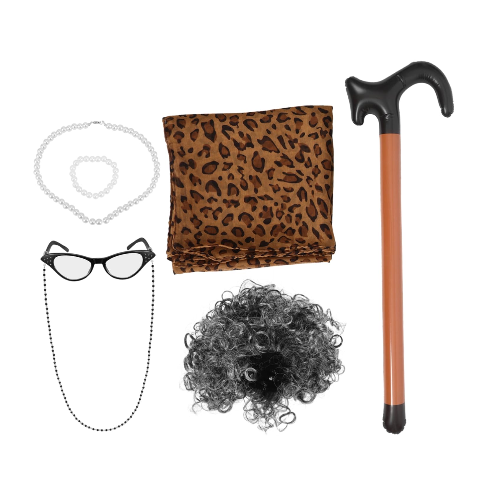 1 Satz Damenperücke für Partys mit Brille und Halskette