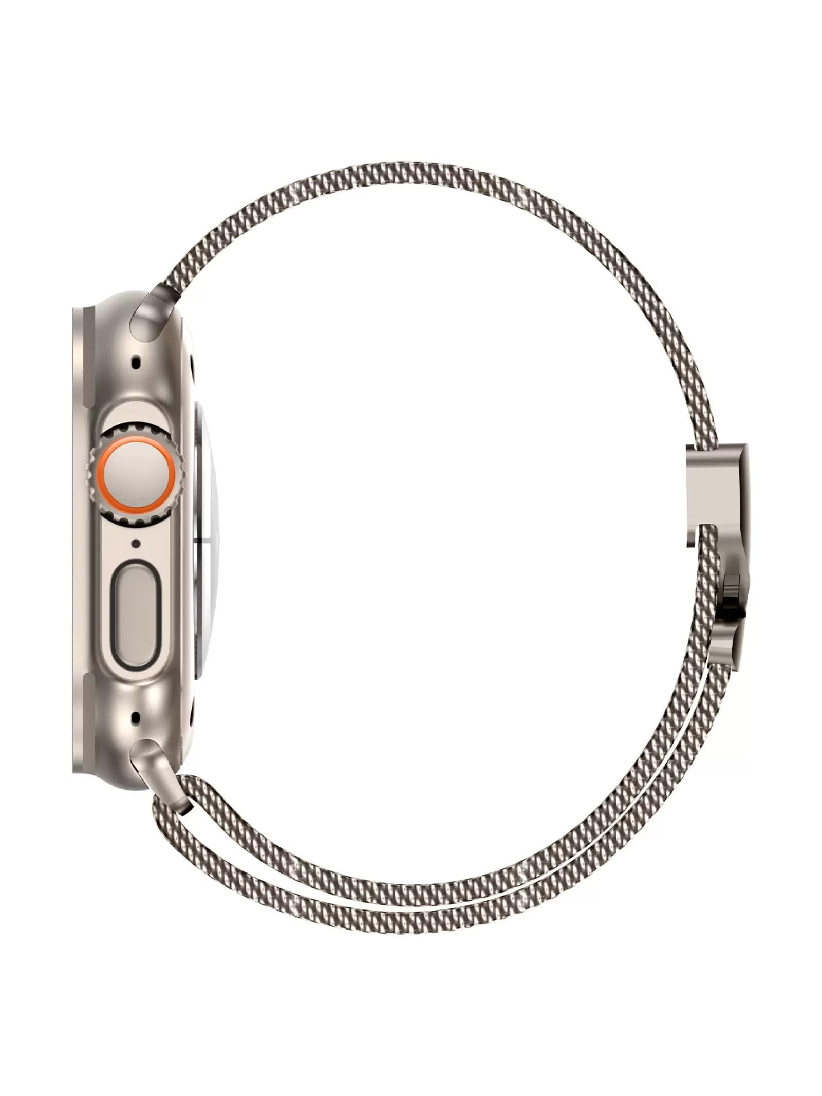 SRena MLNS cinturino per cinturino apple watch 49mm 46mm 45mm 44mm 42mm ultra 2 apple watch cinturino series 10 9 8 7 6 5 4 3 2 1 milanese originale acciaio in colore Titanio Lega Oro