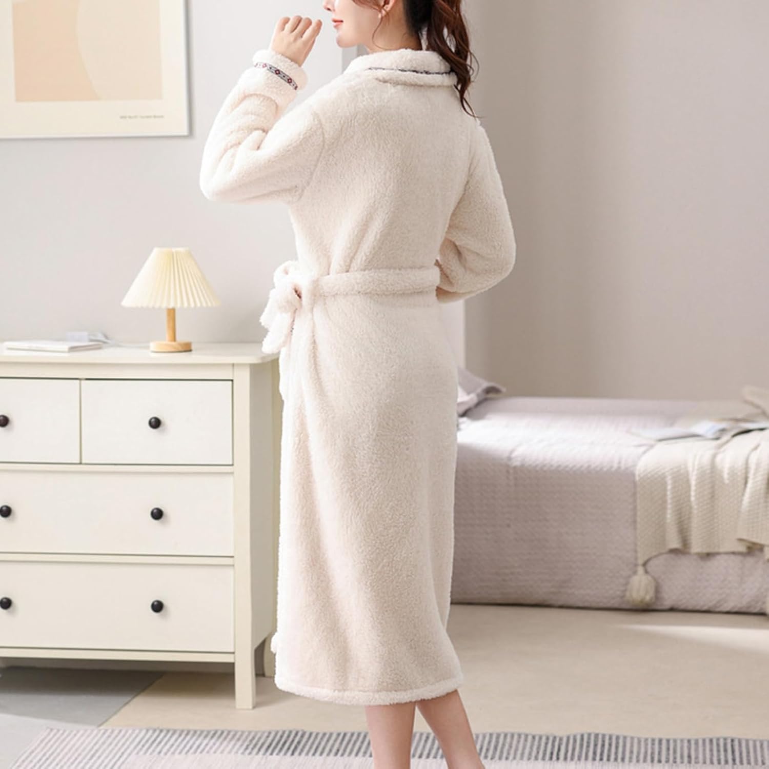 [Taopagii] バスローブ パジャマ お風呂上がり レディース メンズ 暖かい ナイトガウン ガウン 保温 vネック カジュア