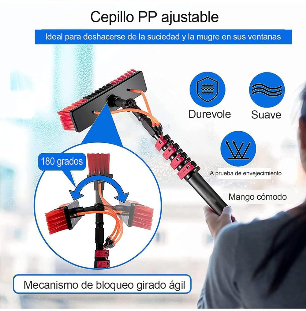 Solarpanel Reinigungsstange, wassergespeiste ausziehbare Bürste, geeignet für die Reinigung von Wintergarten-Dächern, Photovoltaik-Modulen, Reinigung von Photovoltaik 50cm Brush,7.2m