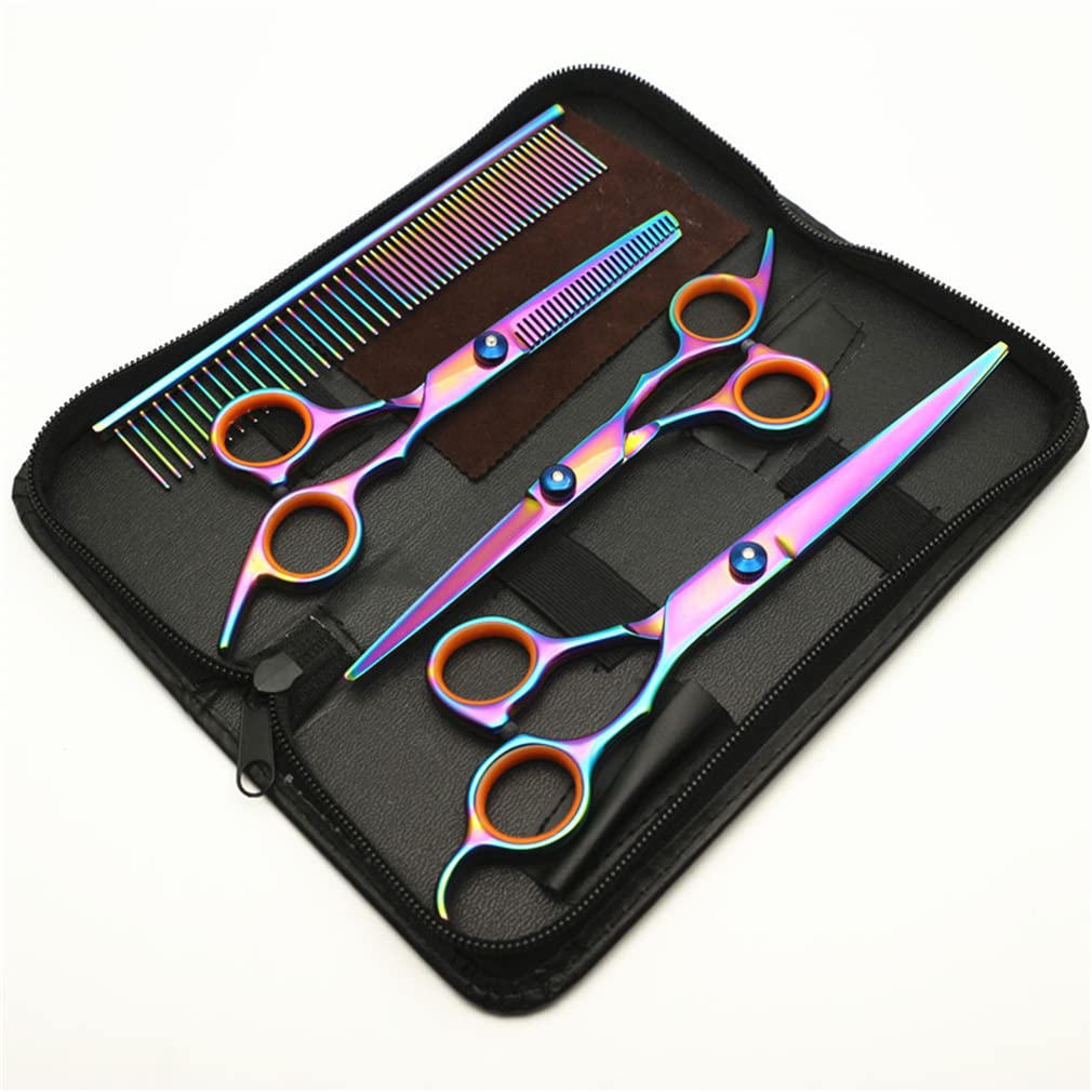 Kit per Forbici per Borse per Cani da 7 Pollici per Cani, Acciaio Inox Pet Grooming Forbici Set, per Corpo, Zampa E Ritagli Viso, Resistente E Bella