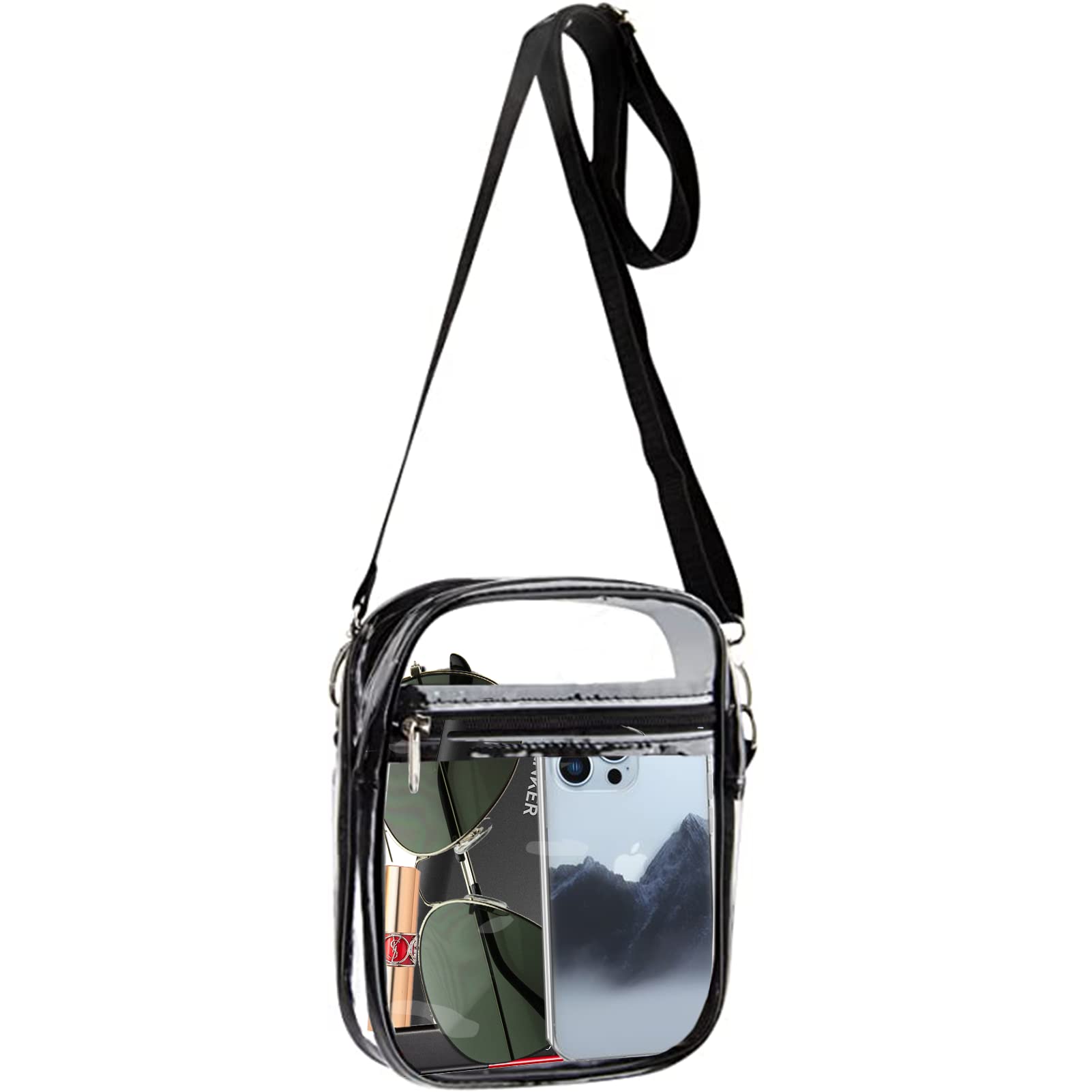 Clear Cross body Purse Bag, Stadium Approved Clear Crossbody Purse with Adjustable Strap for Concerts, Festivals…