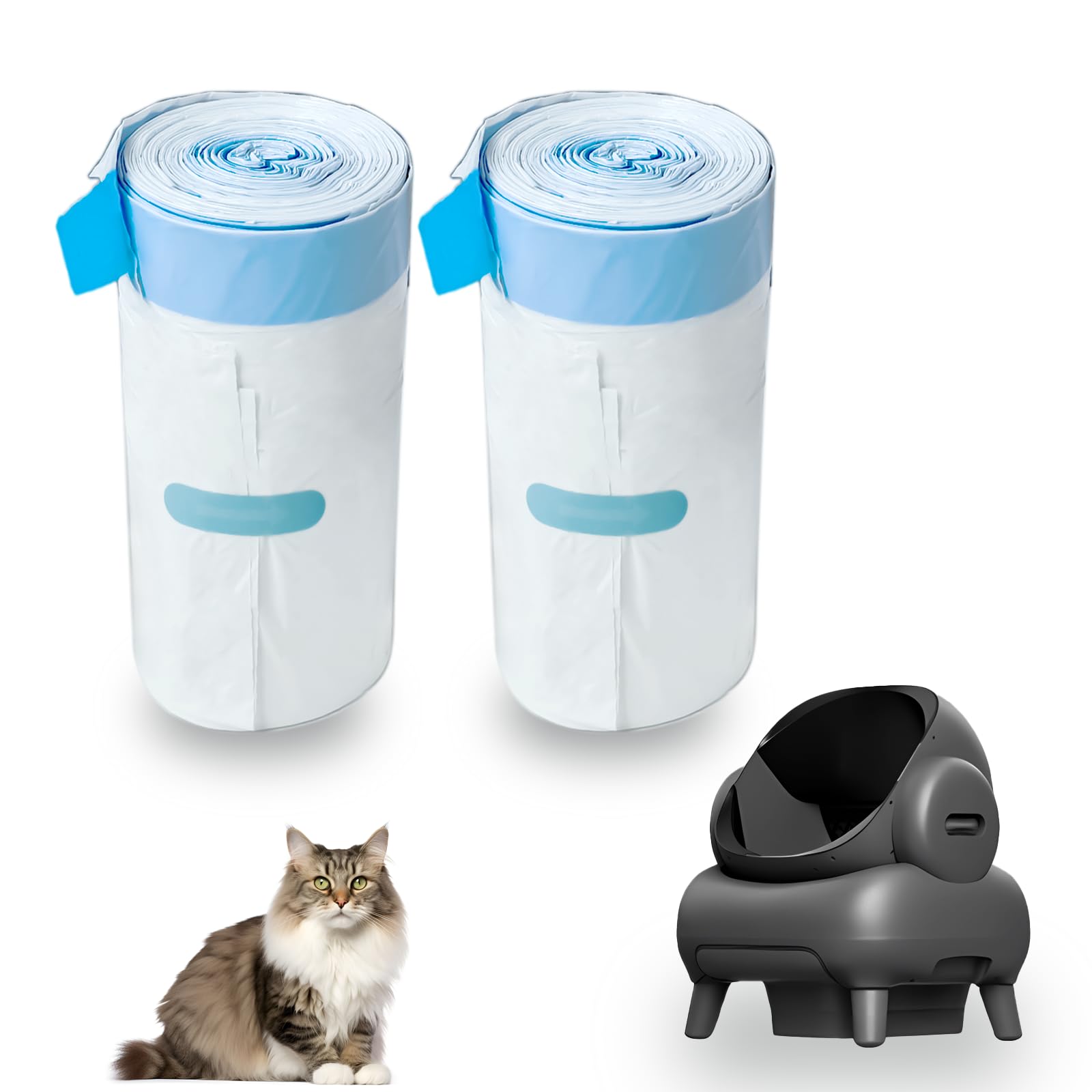 60 Count Self-Cleaning Cat Litter Box Liner Bags/Trash Bags, Compatible with M1 Open-Top Self Cleaning Cat Litter Box