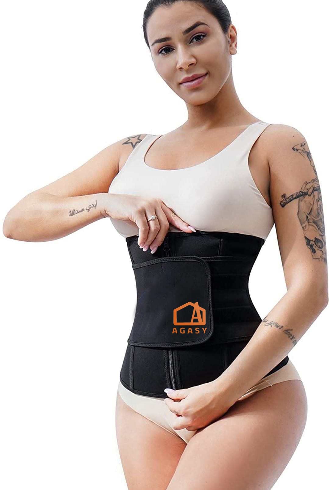 AGASY Waist Trainer Black, Black, Small