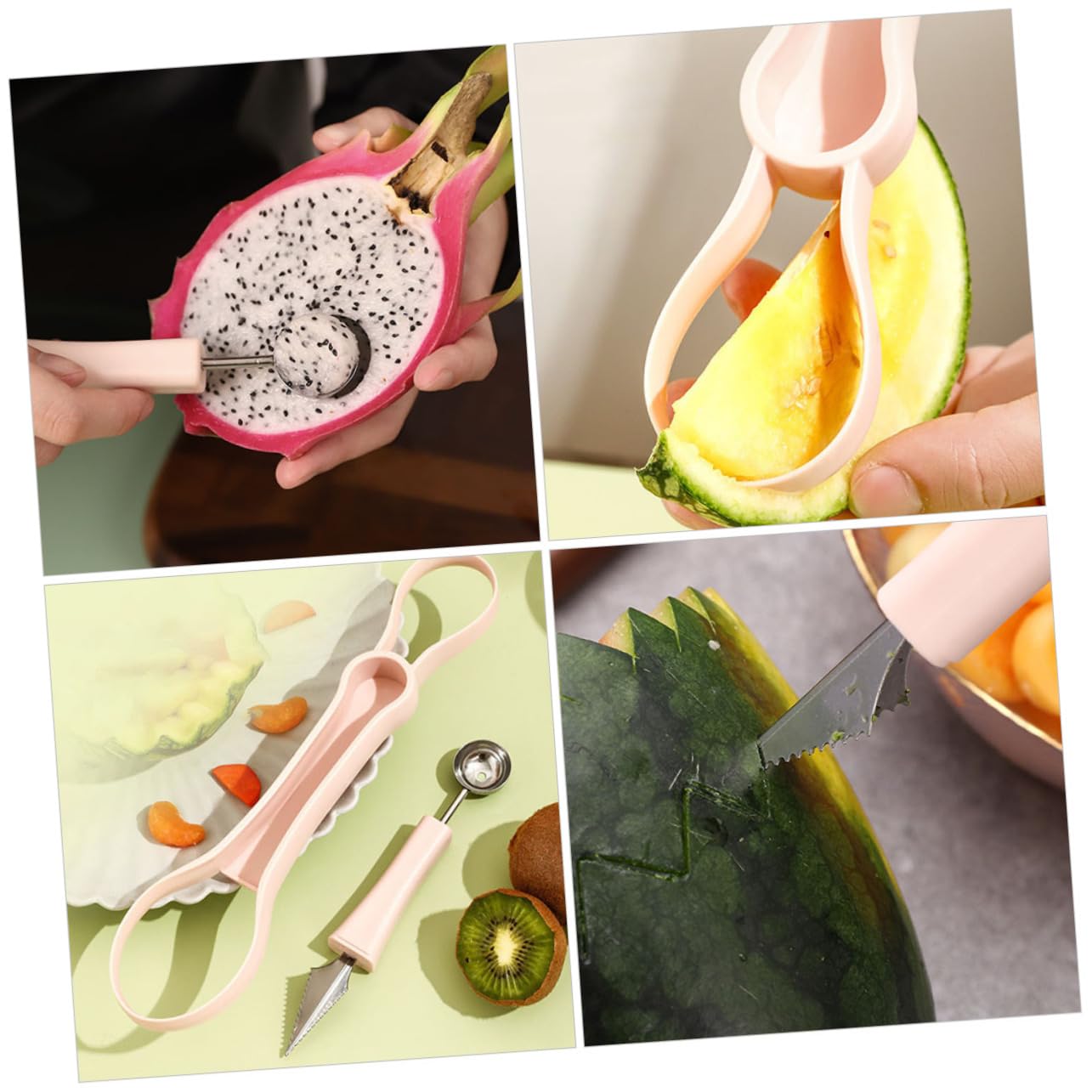 SOLUSTRE 4stücke Wassermelonen-baller Obst-eiscreme Und Fruchttrenner Multifunktionales Schneidewerkzeug Für Obst Und Desserts Einfach Zu Reinigen Und Rostfrei