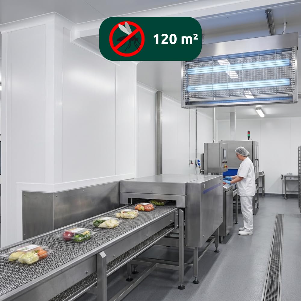 JVD Insektenvernichter elektrisch Für Profis, Edelstahl, 120 m², 3800 V, LED 12W
