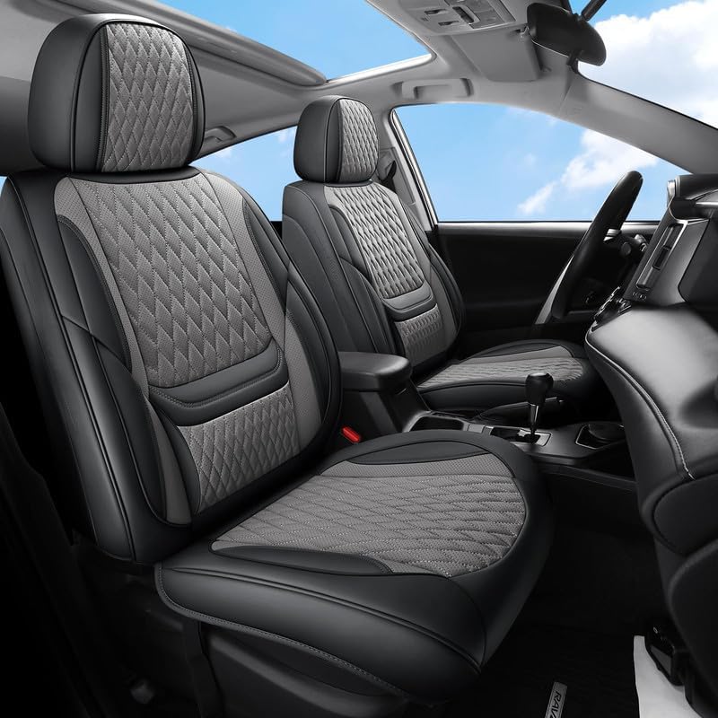 Car Seat Covers Full Set Custom Fit for Lexus GS350 2011-2020, Premium Faux Leather with Lumbar Support, Breathable, Waterproof, Anti-Slip, Durable, Easy to Install（Black&Gray,Full Set）
