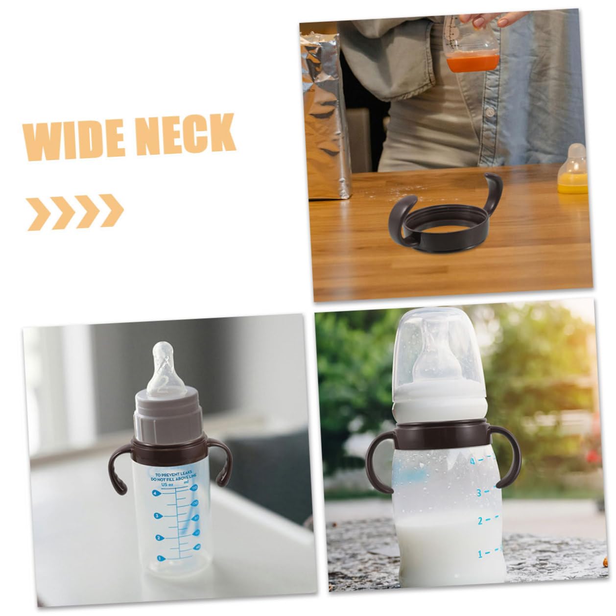 2pcs Wide Neck Bottle Grip Handles Plastic Feeding Bottle Accessories Easy to Clean