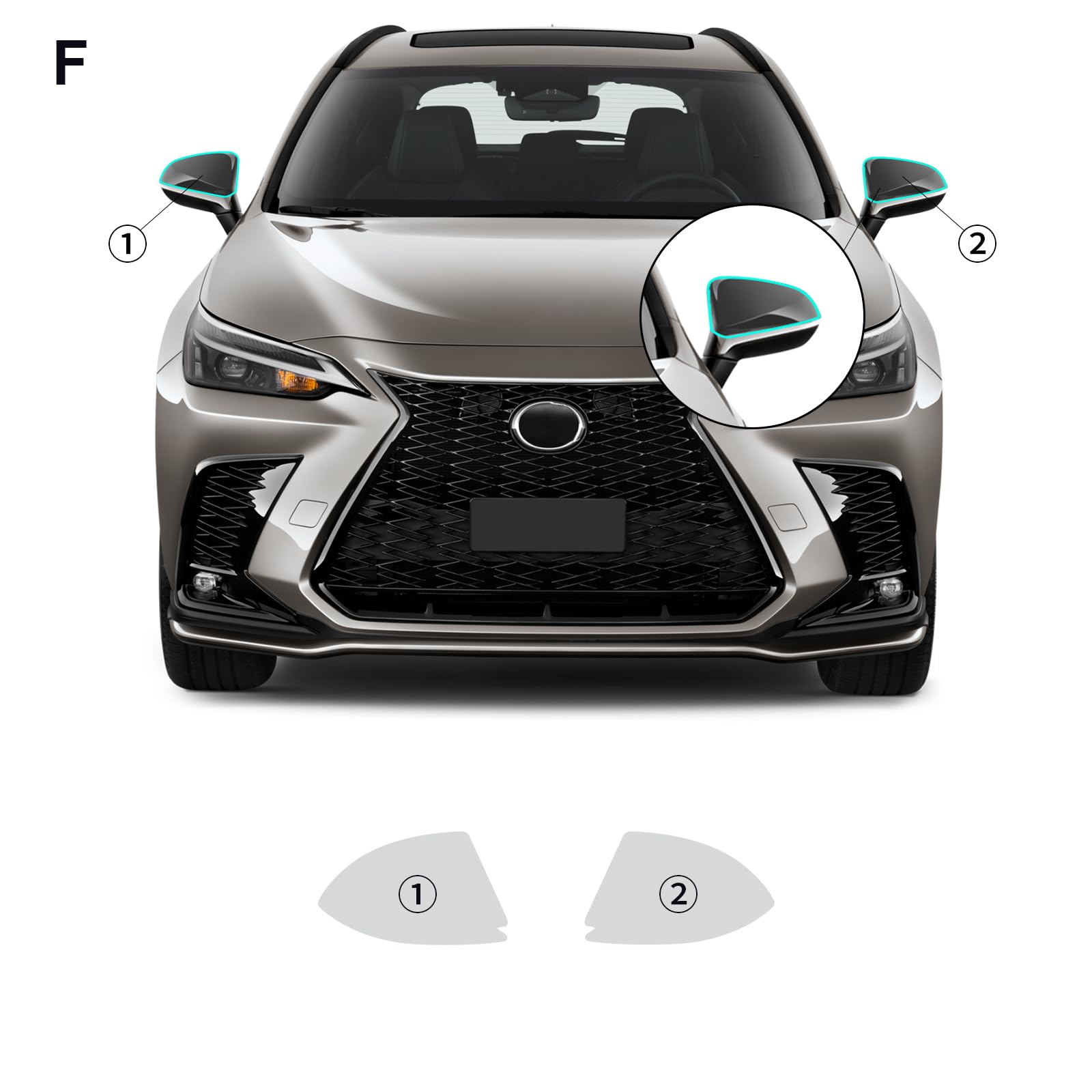 FDAIUN PPF Precut Gloss Clear Car Paint Protective Film for Lexus NX 2022-2024 Self Healing TPU HD Film Scratch Protector Exterior Accessories (Rearview Mirror 2Pcs)