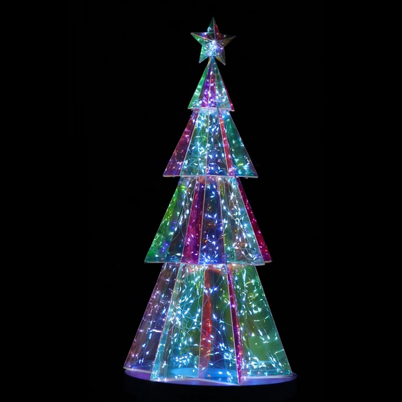 Sapin de Noël Lumineux LED Hologram Hexagonal 60 cm - Arbre Éclairé Moderne pour Décoration Intérieure et Ext - BSDC150-60CM