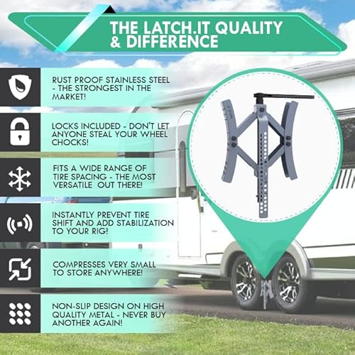 LATCH.IT RV Wheel Chocks 2Pack X Chocks Wheel Stabilizer for Travel