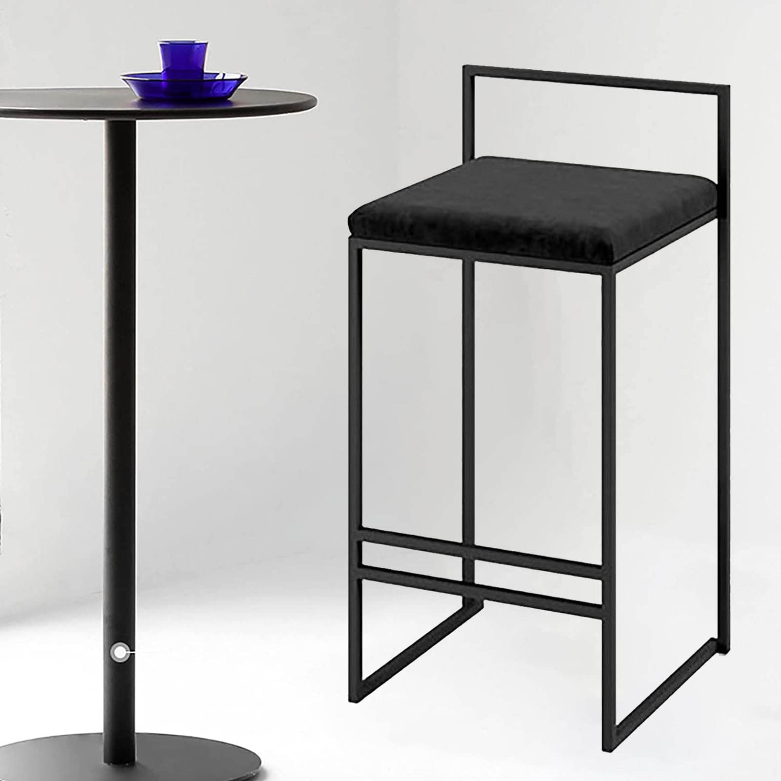Tabouret de bar de cuisine noir DASHADAO avec pieds de chaise en métal minimaliste chic