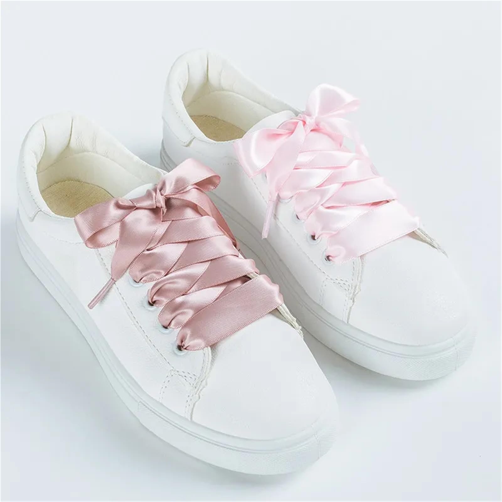 10 pares de cordones satén seda 2 cm ancho, planos, for botas y zapatillas deporte mujer Para Sneaker