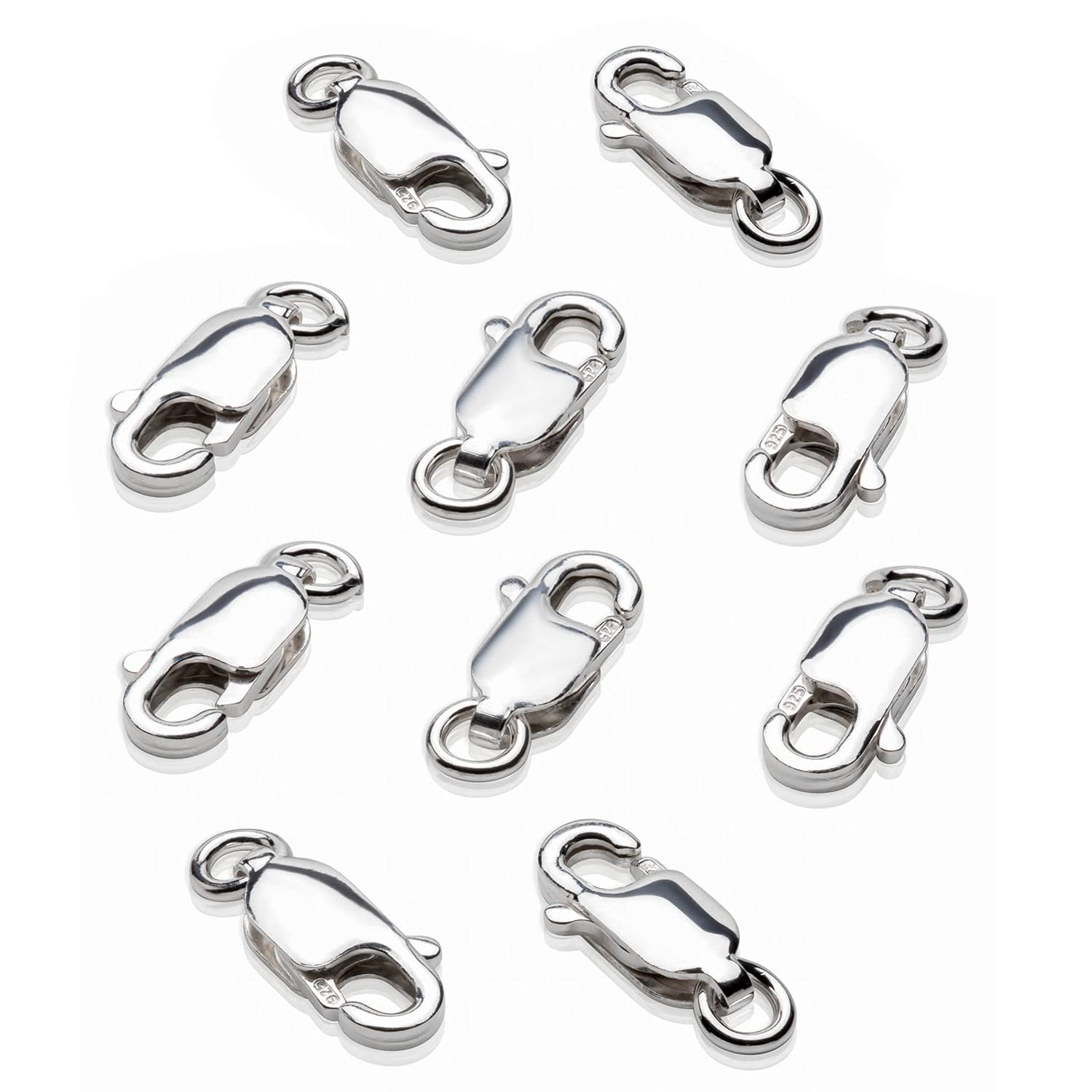 NKlaus 10 x zamknięcie karabińczykowe 8,3 x 6,4 mm srebro wysokiej próby 925 akcesoria srebrny łańcuszek biżuteria 2243