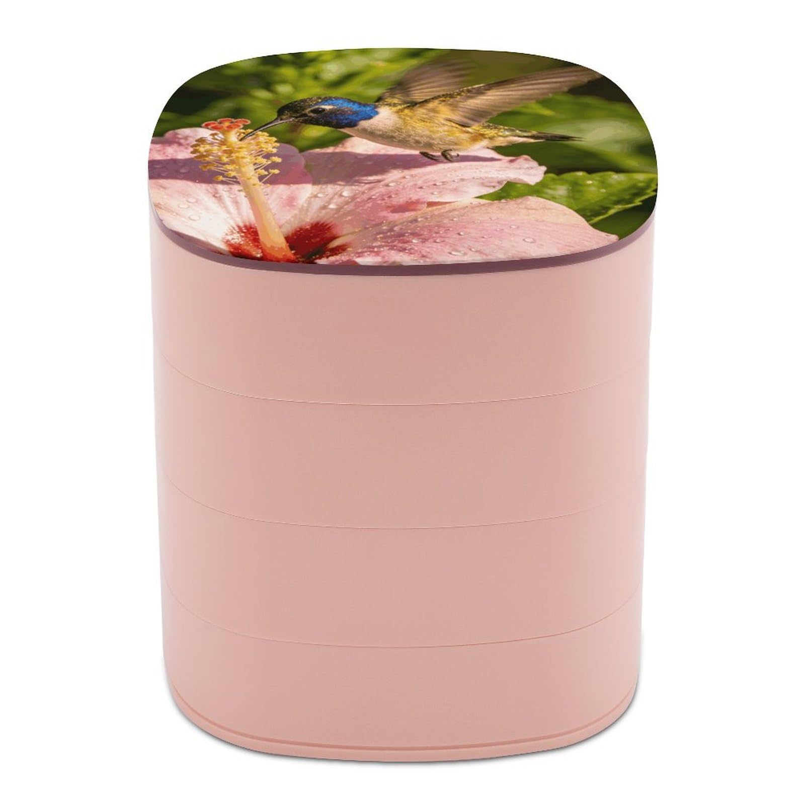 LZQPOEAS Flower Fairy Jewelry Box Women Jewelry Organizer Travel Jewelry Case Cute Necklace Ring Storage Organizer 4-Layer Rotating Jewelry Tray Case with Mirror for Bracelets