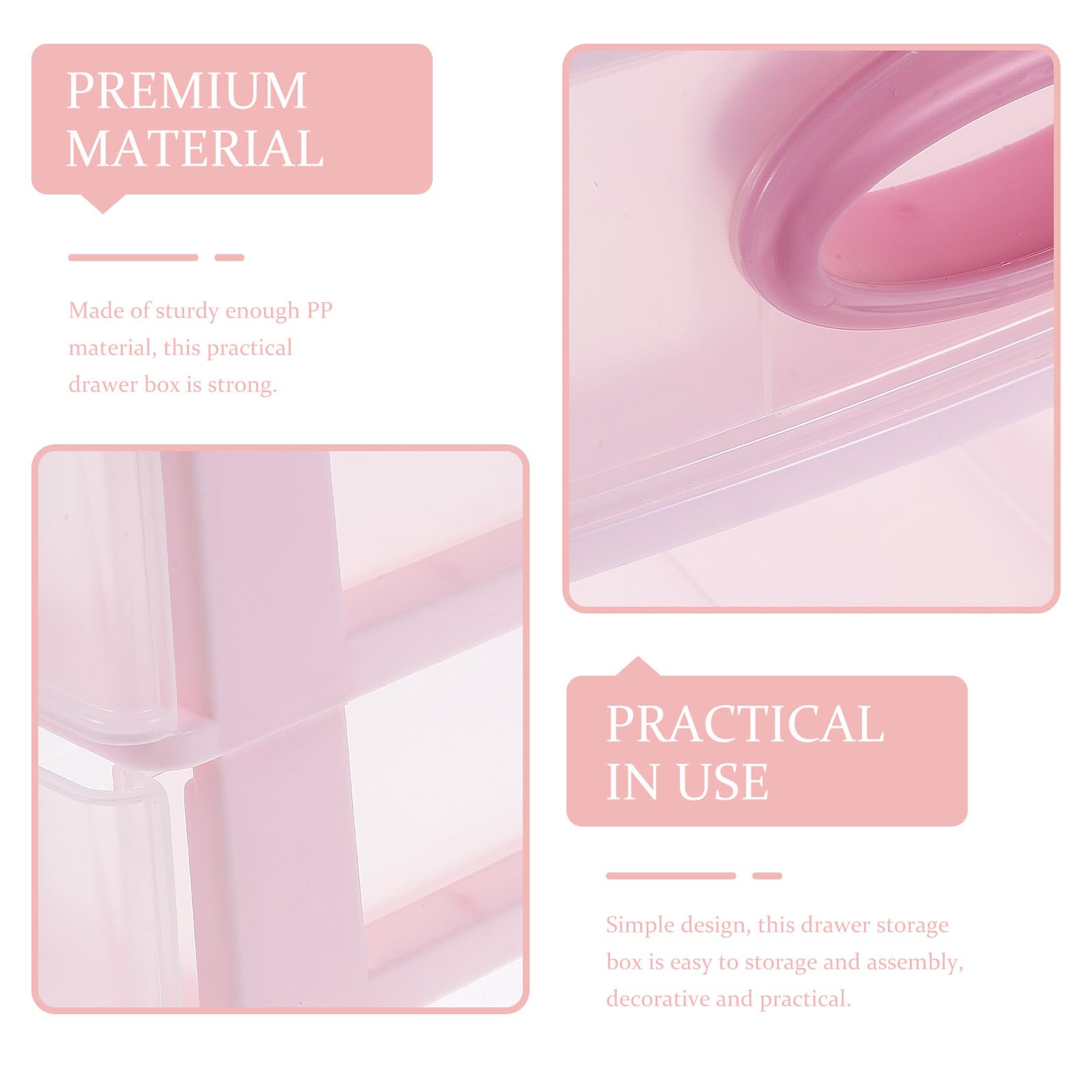 Ipetboom Organizzatore da Scrivania 5 Cassetti in Pp Rosa, Mobiletto Porta Cosmetici e Cancelleria, Design Semplice e Pratico, Facile da Montare per Ufficio e Uso Quotidiano