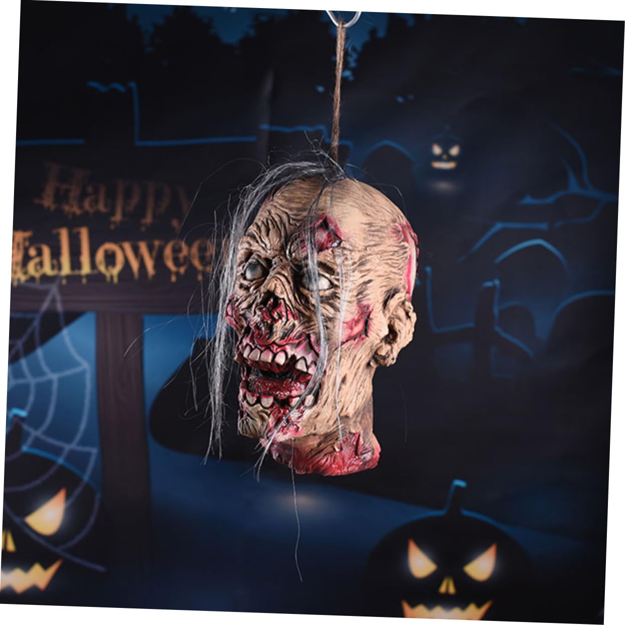 GLEAVI Testa Mozzata Animata Halloween Appesa Decorazione da Festa Spaventosa e Esterni Pendente Horror