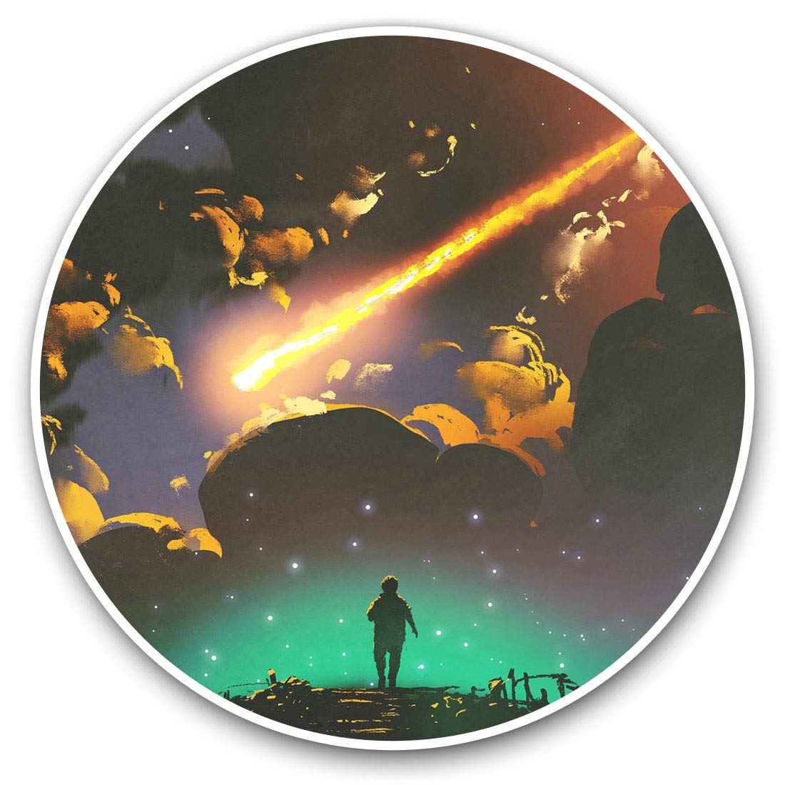 Destination Vinyl Ltd Meteor Shower Shooting Star Gamer 14039 Vinyl Stickers (Set Of 2) 7.5Cm - Meteor Shower Shooting Star Gamer #14039