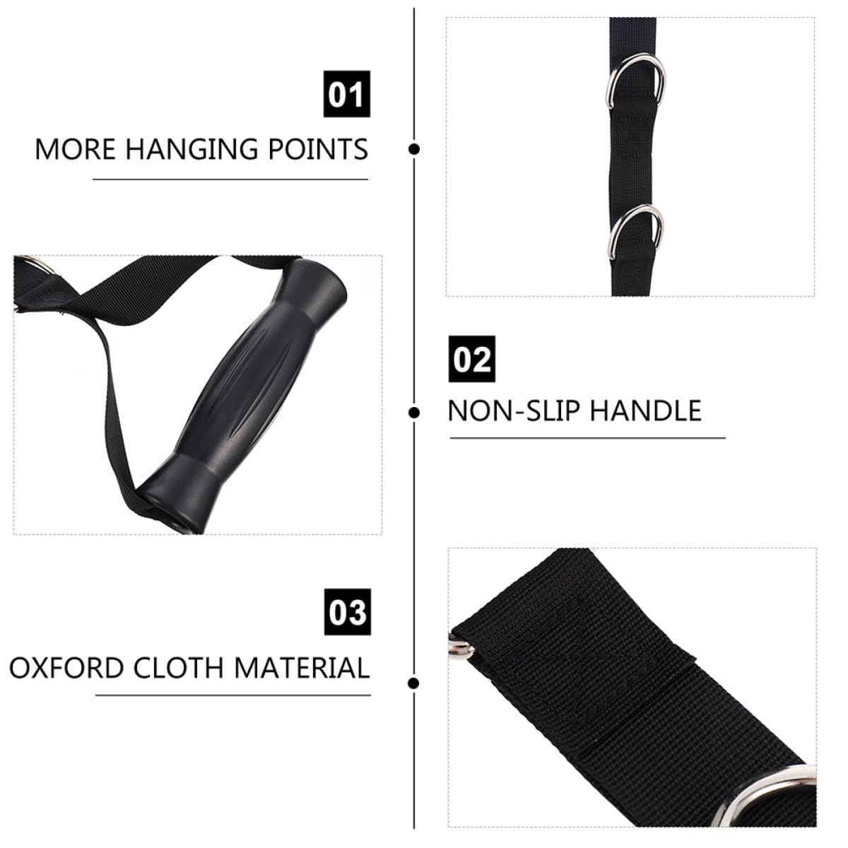DECHOUS 2 pezzi Fasce Resistenza Elastiche Nere con Punti di Sospensione per Allenamento Forza Muscolare Regolabili per Home Gym e Fitness Multifunzionale