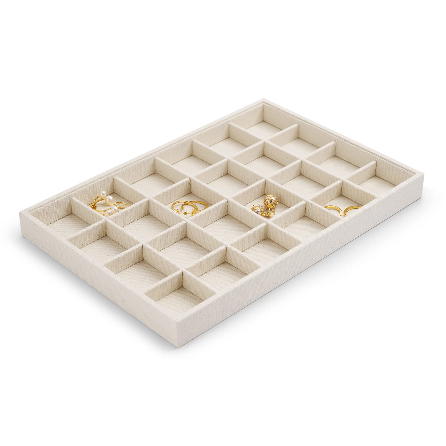 Plateaux À Bijoux Empilables, Plateaux De Rangement Pour Bijoux, Boîte À Bijoux Avec Tiroirs, Boîte À Bijoux À 24 Compartiments Pour Bagues, Idéale Pour Le Rangement À La Maison (beige)