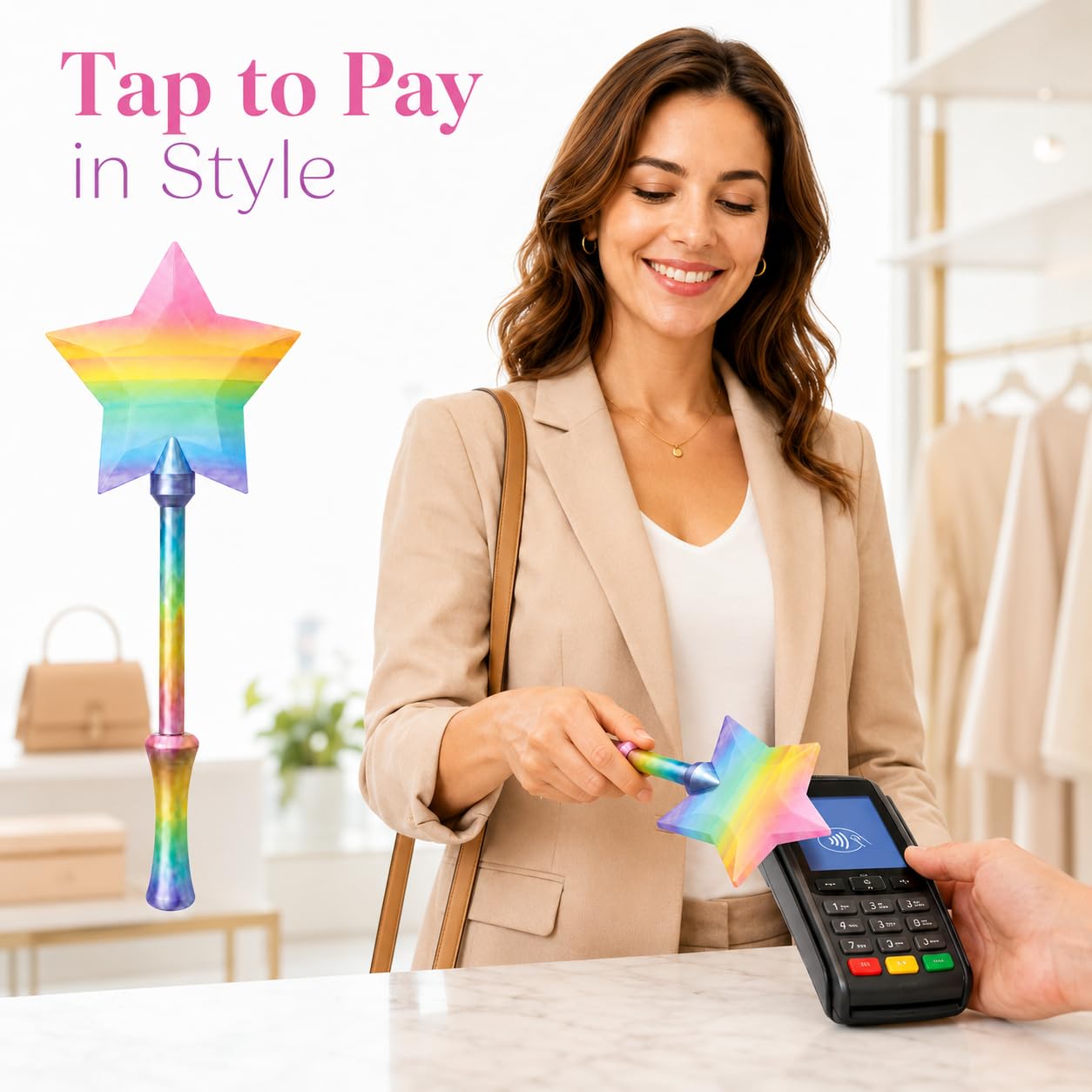 nezafly Credit Card Wand 3D Printed Magic Fairy Wand Card Holder Star Tap To Pay Payment Fun Contactless Prop for Adults Cosplay Magicians Performers Raves Parties Pranks Shopping - Image 5