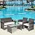 Tangkula 4 PCS Wicker Patio Conversation Set, Outdoor Rattan Sofas with Table Set, Patio Furniture Set with Soft Cushions & Tempered Glass Coffee Table for Poolside Balcony