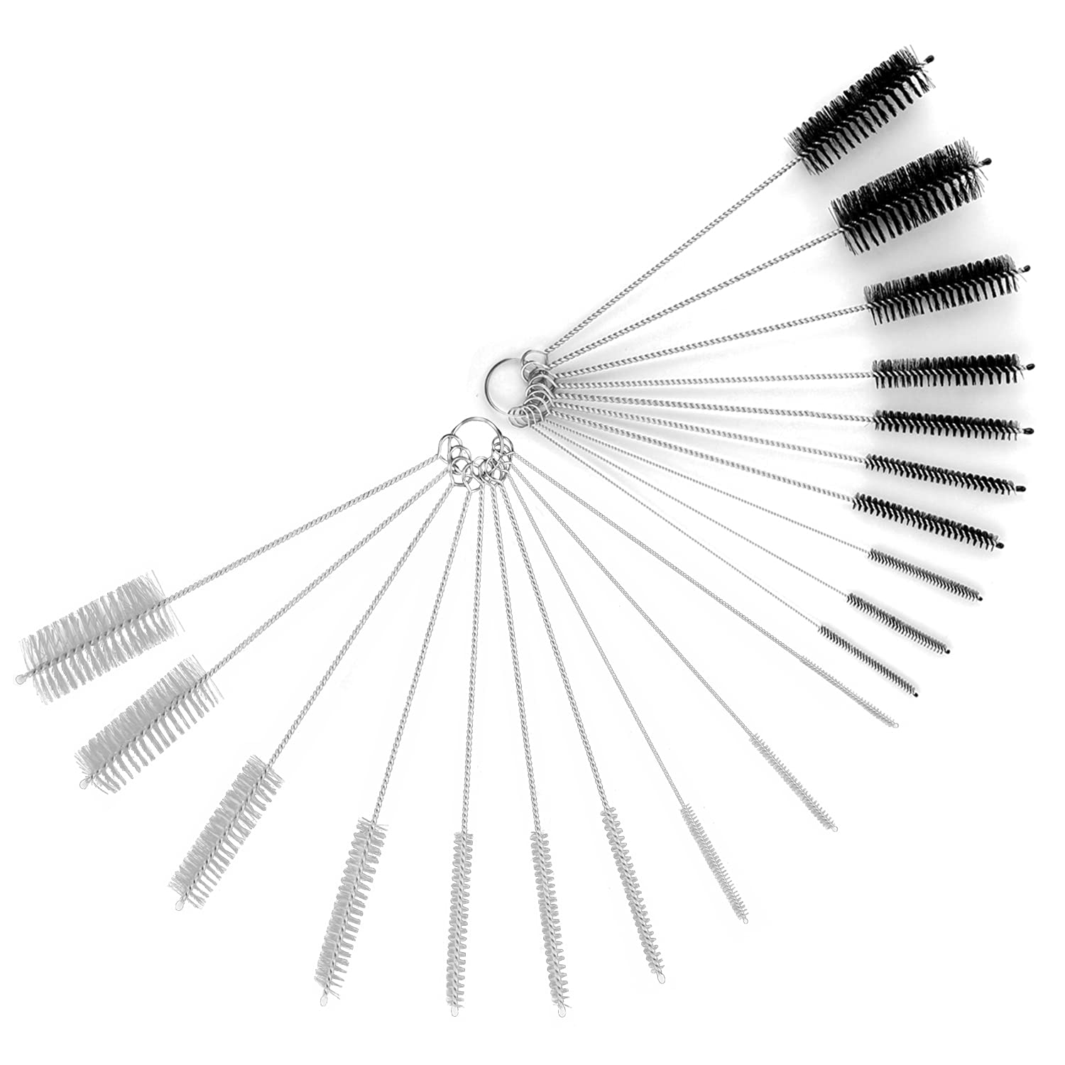 BOROLA Drinking Straw Cleaning Brush Kit, Nylon Bristles(10 Different Size, White+Black)