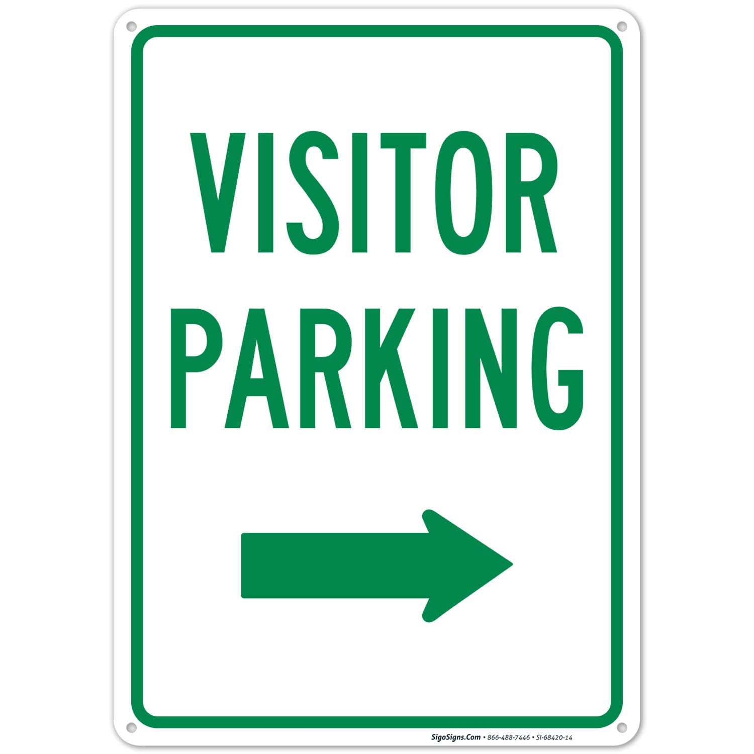 Visitor Parking with Right Arrow Sign, 10x14 Inches, Rust Free .040 Aluminum, Fade Resistant, Made in USA by Sigo Signs
