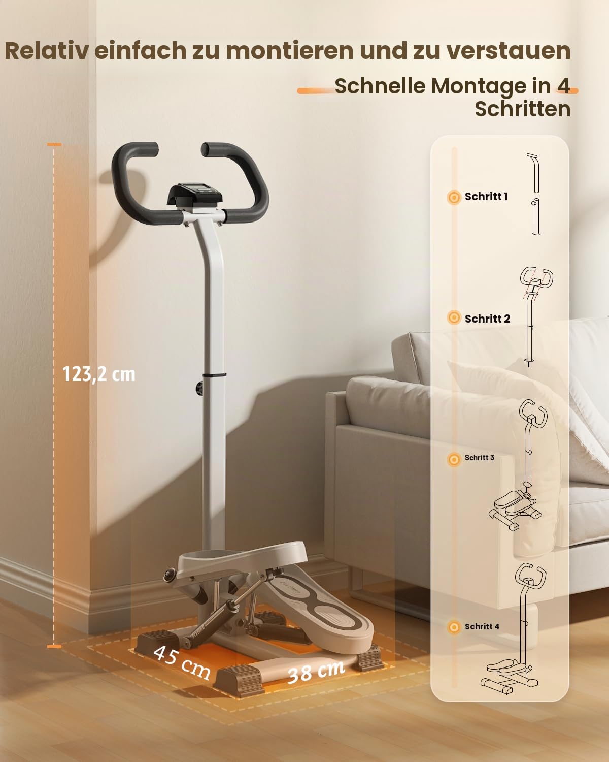 FLYBIRD Exercise Stair Stepper für Zuhause, professioneller Twist-Stepper mit Widerstandsband, 150-160 kg Tragfähigkeit, Heim-Cardio-Übung für Hüftenextension, Beintraining, Geeignet für Männer/Frauen