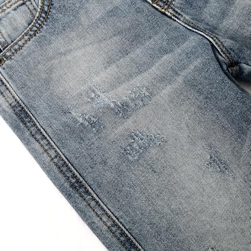 KIDSCOOL SPACE Baby Little Big Girls Jeans,Elastic Waistband Inside Ripped Holes Soft Denim Pants3