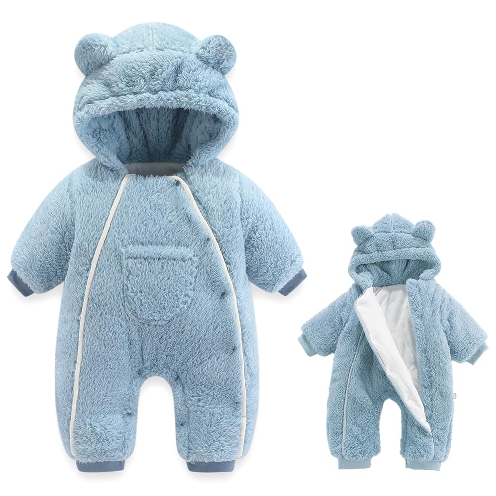 AiWMGL Newborn Baby Bear Outfit Suit Girls Boys Fleece Jumpsuit Romper Hooded Coat Winter Clothes Outwear Snowsuit
